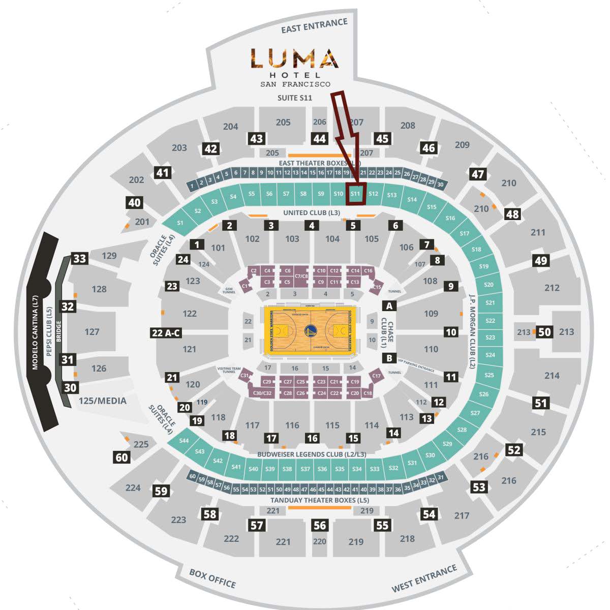 Chase Center Suite Location