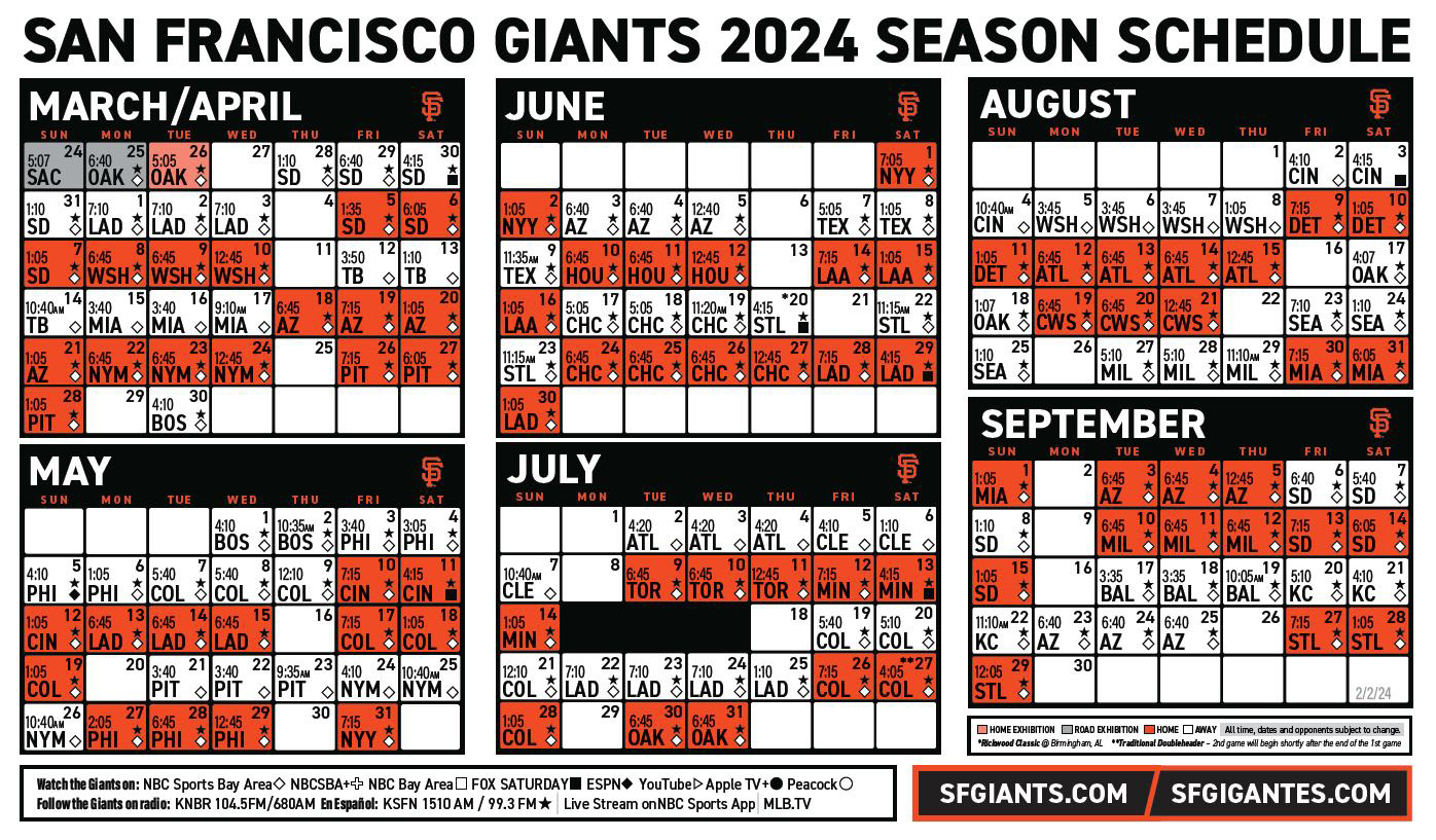 2024 San Francisco Giants game schedule