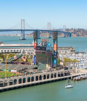 View of Oracle Park from LUMA Hotel San Francisco