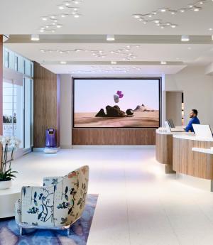 Front desk and lobby at LUMA Hotel San Francisco