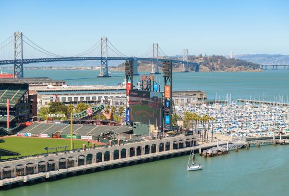 SF bridge and ballpark view