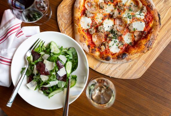 pizza and salad