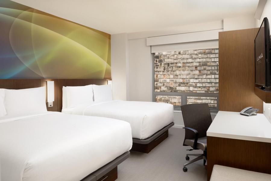 guest room with two beds