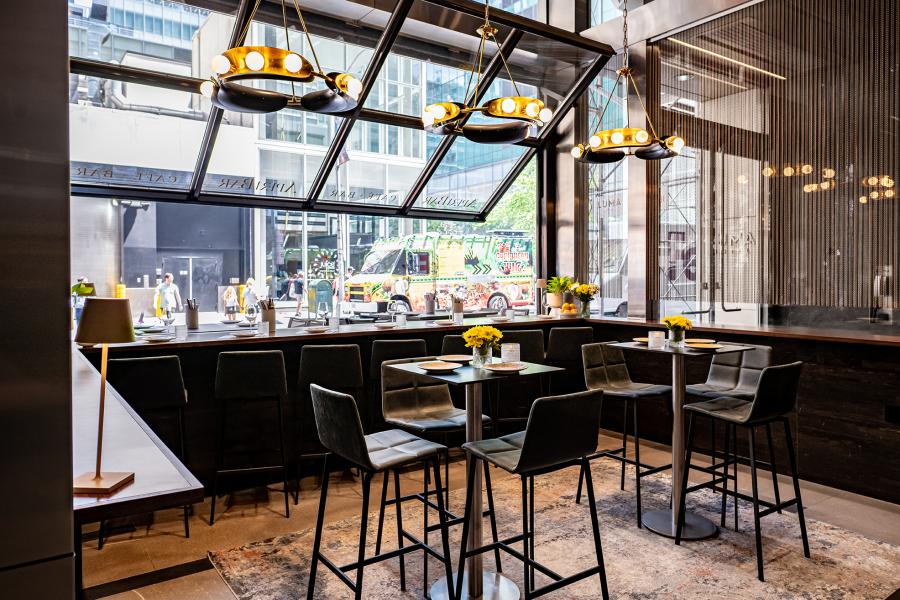 Front lounge with open window at AperiBar NYC