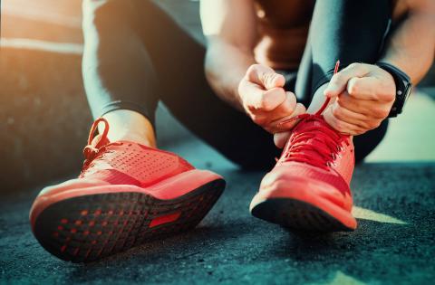 close up of running shoes