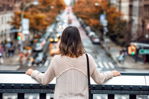 woman on a bridge